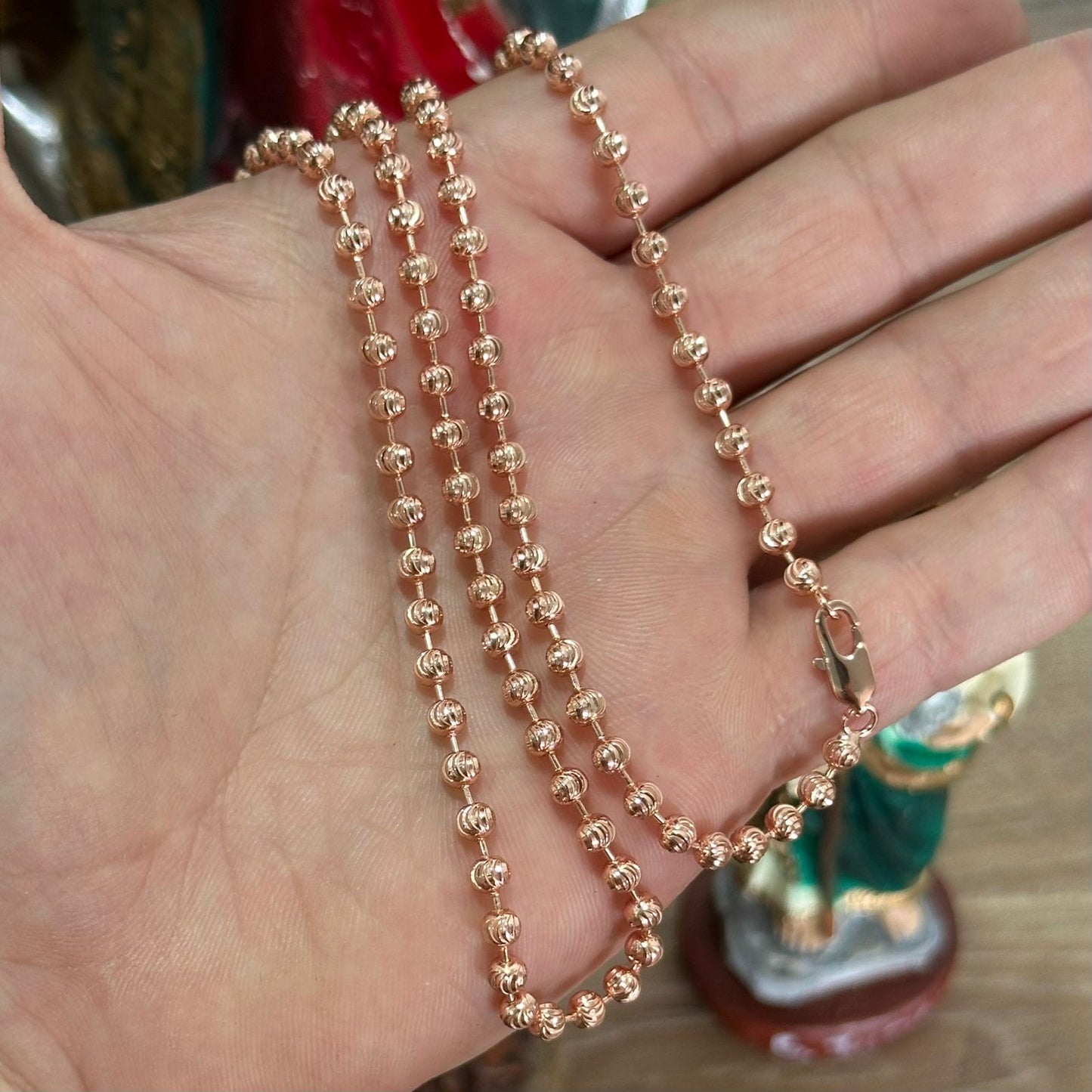 Cadena Militar tono oro rosa 18K