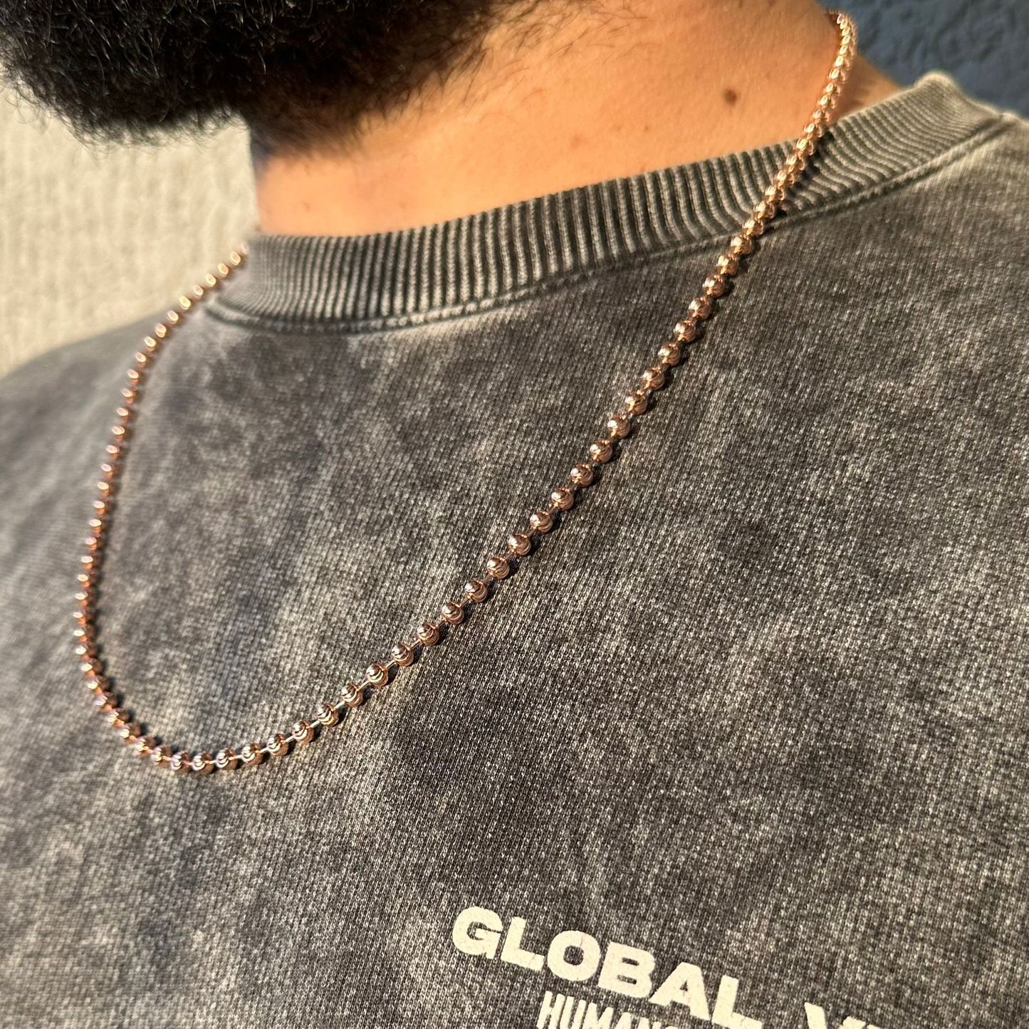 Cadena Militar tono oro rosa 18K