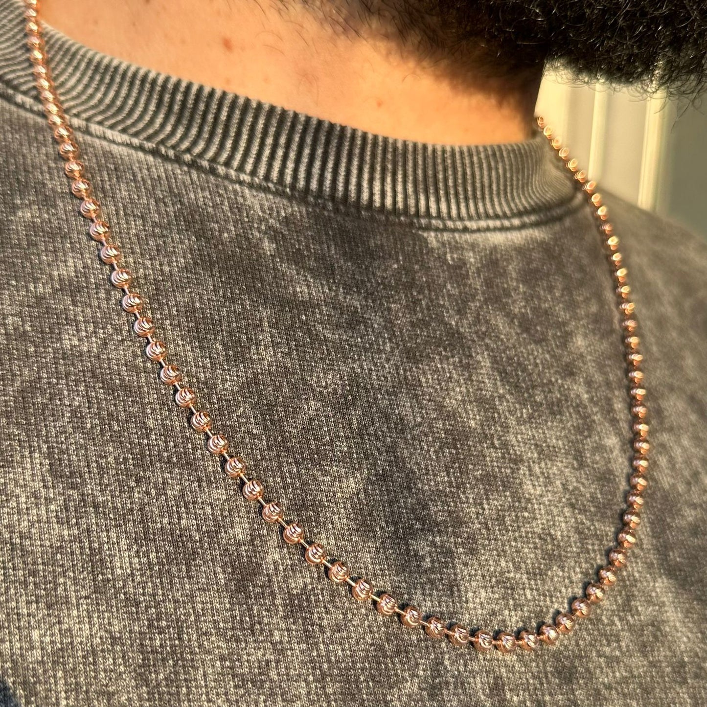 Cadena Militar tono oro rosa 18K