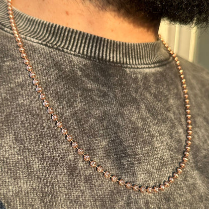 Cadena Militar tono oro rosa 18K