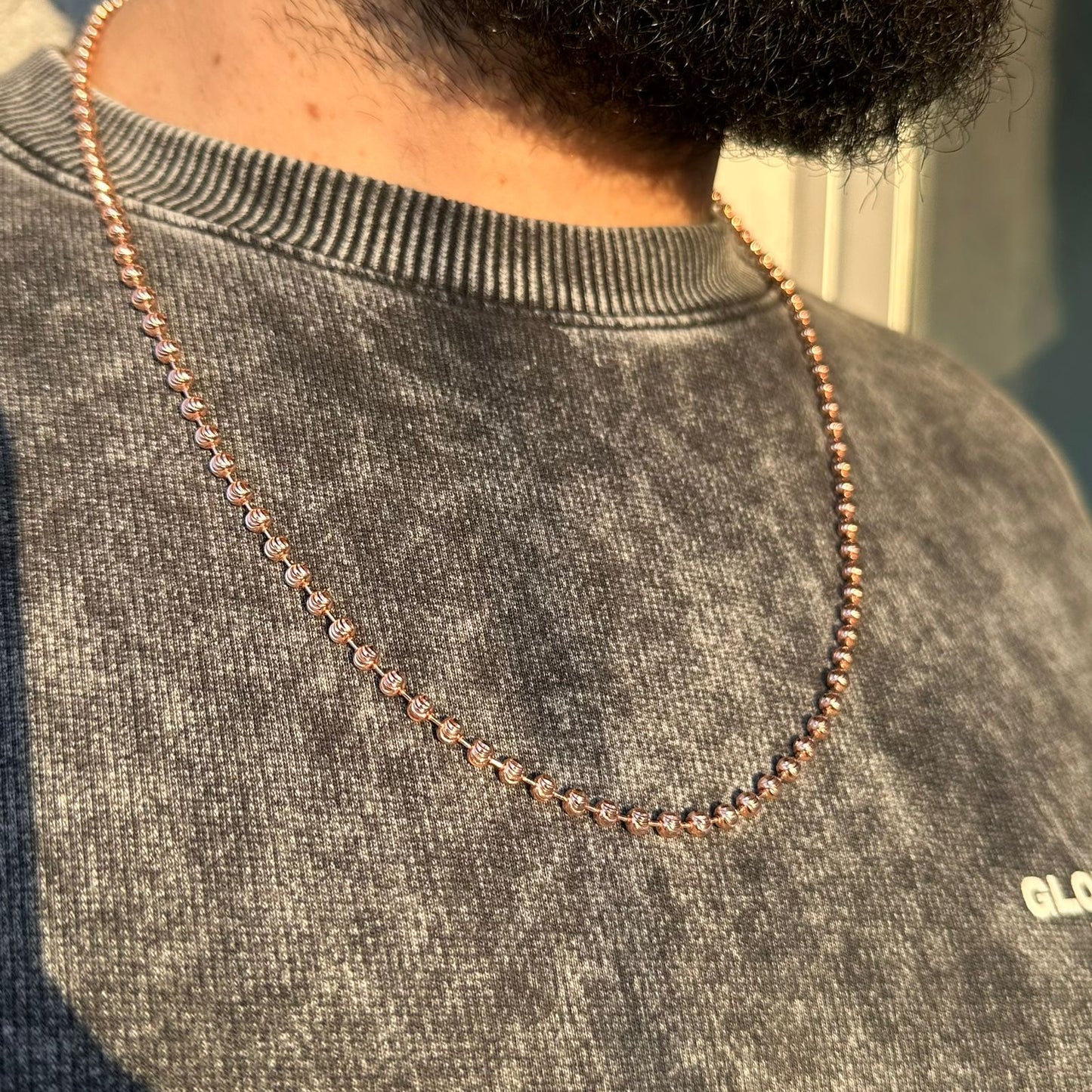 Cadena Militar tono oro rosa 18K