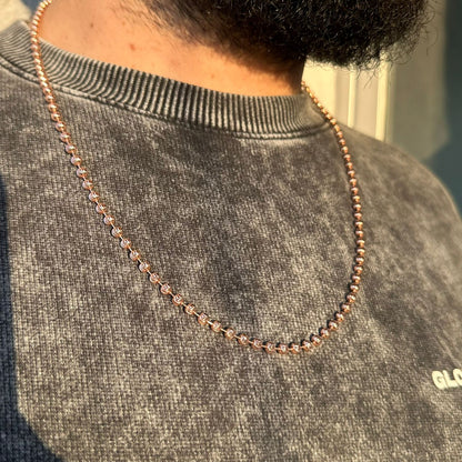 Cadena Militar tono oro rosa 18K