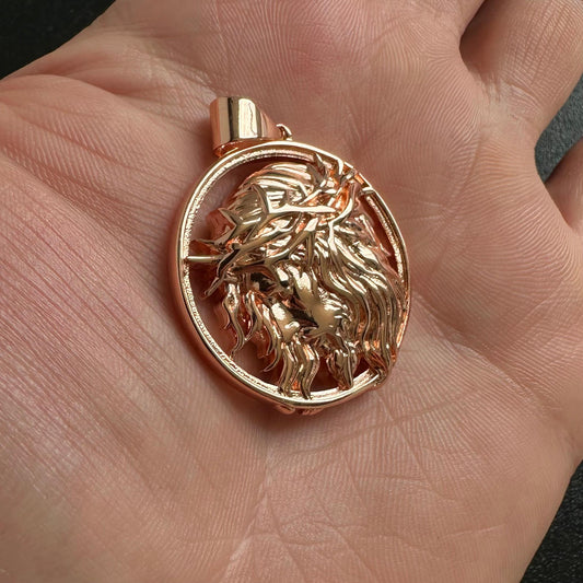 Dije Cristo Tono Oro Rosa 18K