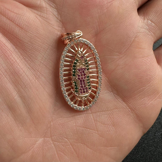 Dije Virgen Guadalupe Tono Oro Rosa 18K