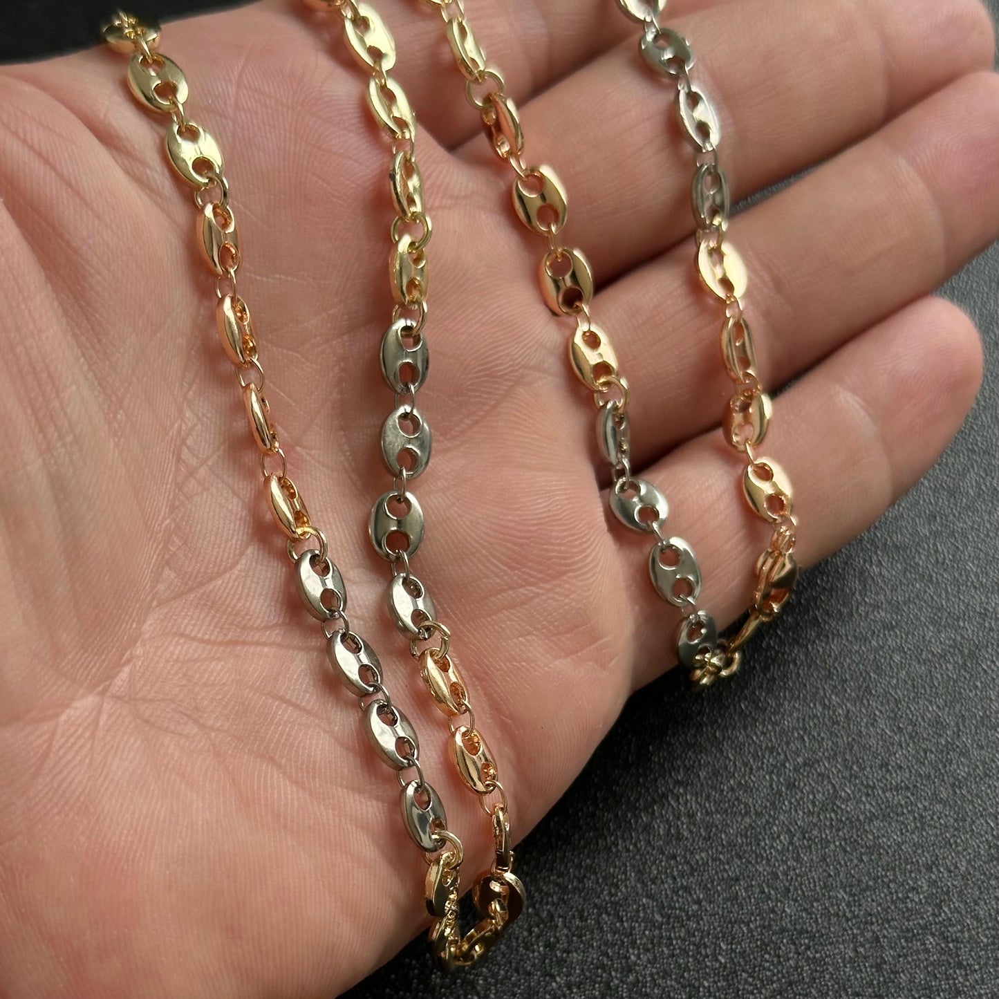 Cadena Gucci Tres Tonos 18K (ORO LAMINADO)