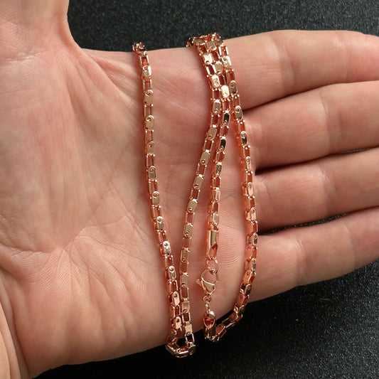 Cadena Veneciano Tono Oro Rosa 18K